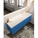 Mondiaz Vica badmeubel 150cm jeans 4 lades wastafel Moon rechts met 1 kraangat