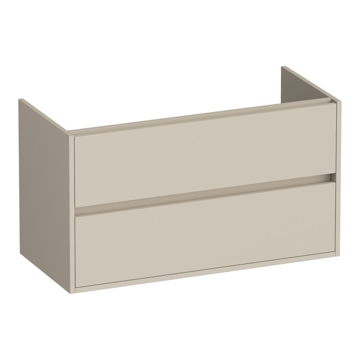 Brauer Adore onderkast - greeploos - 2 lades - 1 uitsparing - 99x45,5cm - Mat beige