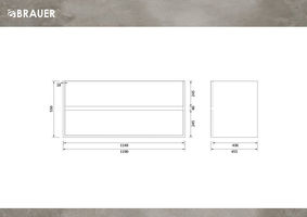 Brauer Adore onderkast - greeploos - 2 lades - 1 uitsparing - 119x45,5cm - Mat taupe