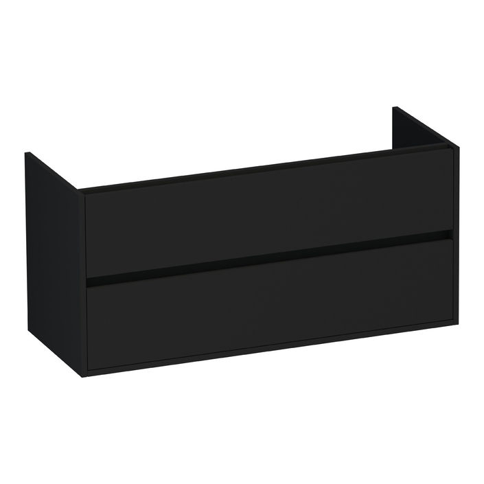 Brauer Adore onderkast - greeploos - 2 lades - 1 uitsparing - 119x45,5cm - Mat zwart