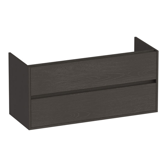 Brauer Adore onderkast - greeploos - 2 lades - 1 uitsparing - 119x45,5cm - Timber Anthracite