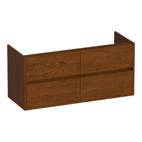 Brauer Adore onderkast - greeploos - 4 lades - 2 uitsparingen - 119x45,5cm - Massief eiken bruin