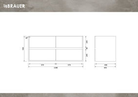 Brauer Adore onderkast - greeploos - 4 lades - 2 uitsparingen - 119x45,5cm - Mat beige