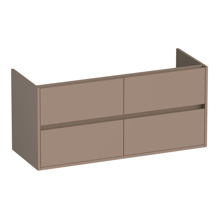 Brauer Adore onderkast - greeploos - 4 lades - 2 uitsparingen - 119x45,5cm - Mat mokka