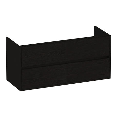 Brauer Adore onderkast - greeploos - 4 lades - 2 uitsparingen - 119x45,5cm - Timber Black