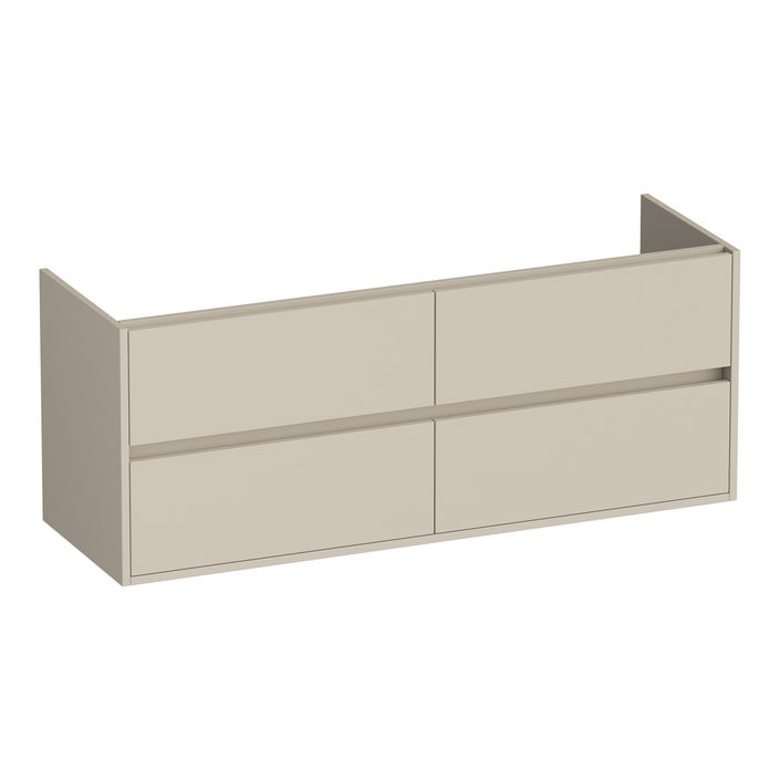 Brauer Adore onderkast - greeploos - 4 lades - 2 uitsparingen - 139x45,5cm - Mat beige