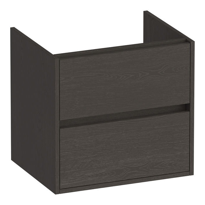Brauer Adore onderkast - greeploos - 2 lades - 1 uitsparing - 59x45,5cm - Timber Anthracite