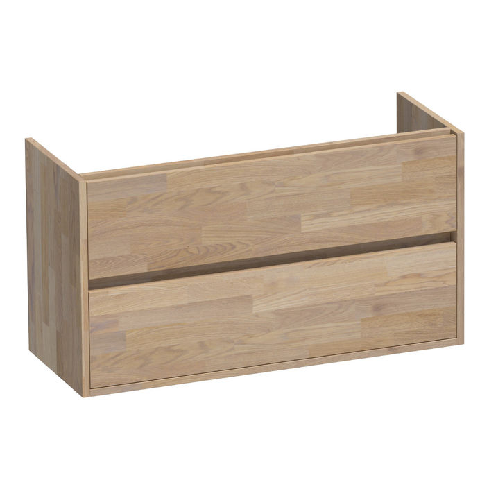 Brauer Adore onderkast ondiep - greeploos - 2 lades - 1 uitsparing - 99x39cm - Massief eiken grijs