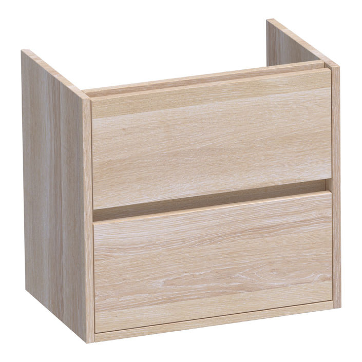 Brauer Adore onderkast ondiep - greeploos - 2 lades - 1 uitsparing - 59x39cm - Massief eiken wit