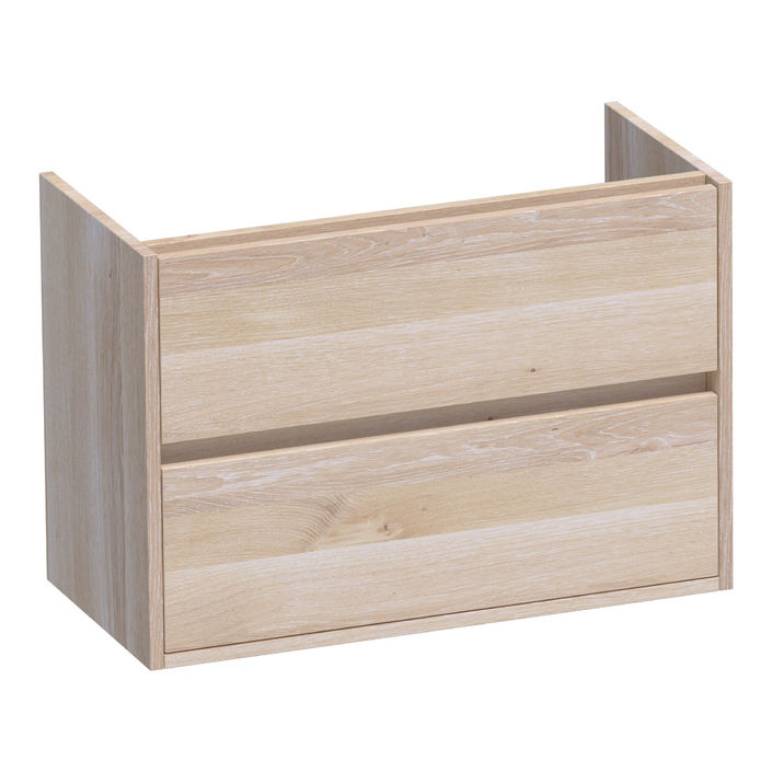Brauer Adore onderkast ondiep - greeploos - 2 lades - 1 uitsparing - 80x39cm - Massief eiken wit