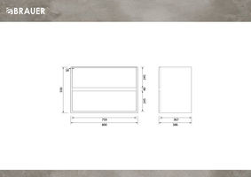 Brauer Adore onderkast ondiep - greeploos - 2 lades - 1 uitsparing - 80x39cm - Massief eiken zwart