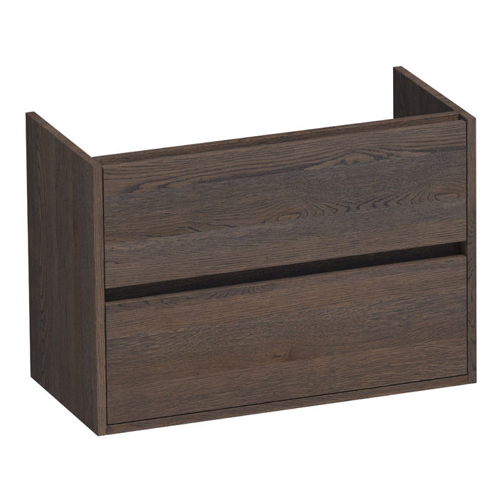 Brauer Adore onderkast ondiep - greeploos - 2 lades - 1 uitsparing - 80x39cm - Massief eiken zwart