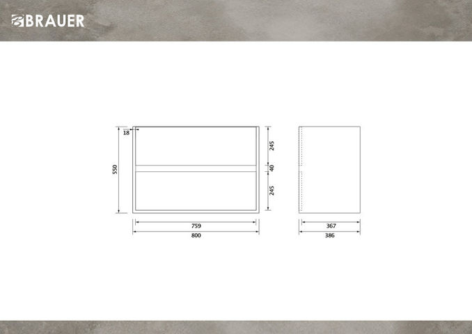 Brauer Adore onderkast ondiep - greeploos - 2 lades - 1 uitsparing - 80x39cm - Sunlit