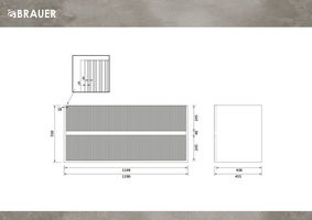 Brauer Adore Wavy onderkast - greeploos - 2 lades - 2 uitsparingen - 119x45,5cm - Mat zwart