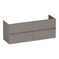 Brauer Adore Wavy onderkast - greeploos - 4 lades - 2 uitsparingen - 139x45,5cm - Mat taupe