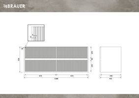 Brauer Adore Wavy onderkast - greeploos - 4 lades - 2 uitsparingen - 139x45,5cm - Mat zwart