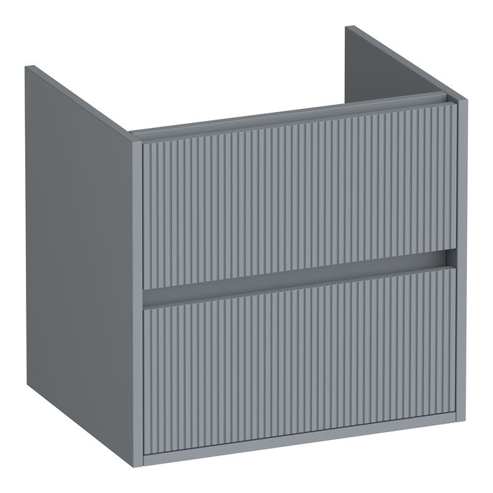Brauer Adore Wavy onderkast - greeploos - 2 lades - 1 uitsparing - 59x45,5cm - Mat grijs