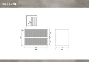 Brauer Adore Wavy onderkast - greeploos - 2 lades - 1 uitsparing - 80x45,5cm - Forest Cacao