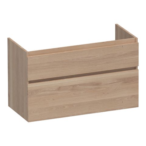 Brauer Delight onderkast - greeploos - 2-lades - 1 uitsparing - 99x45,5cm - Massief eiken naturel