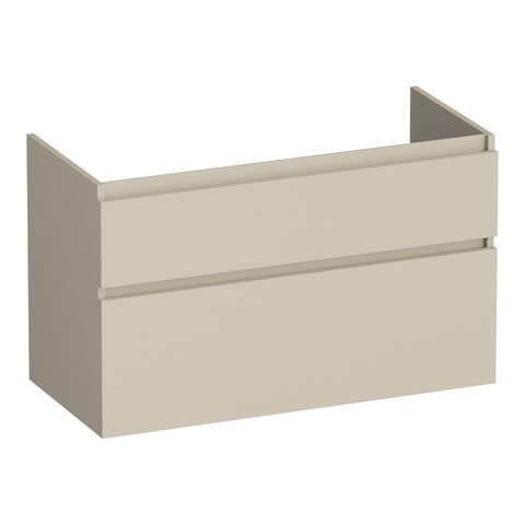 Brauer Delight onderkast - greeploos - 2 lades - 1 uitsparing - 99x45,5cm - Mat beige