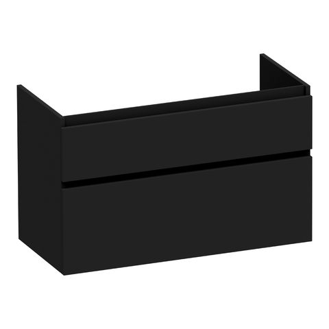 Brauer Delight onderkast - greeploos - 2-lades - 1 uitsparing - 99x45,5cm - Mat zwart