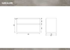 Brauer Delight onderkast - greeploos - 2 lades - 1 uitsparing - 99x45,5cm - Timber Black