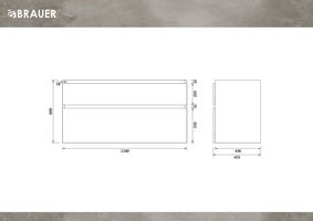 Brauer Delight onderkast - greeploos - 2 lades - 1 uitsparing - 119x45,5cm - Mat zand