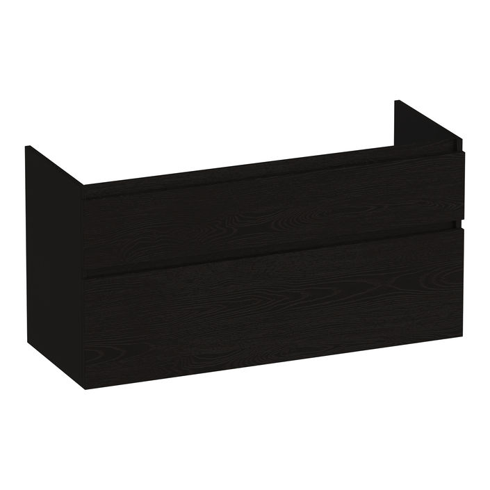 Brauer Delight onderkast - greeploos - 2 lades - 1 uitsparing - 119x45,5cm - Timber Black