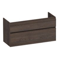 Brauer Delight onderkast - greeploos - 2 lades - 2 uitsparingen - 119x45,5cm - Massief eiken zwart