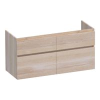 Brauer Delight onderkast - greeploos - 4 lades - 2 uitsparingen - 119x45,5cm - Massief eiken wit