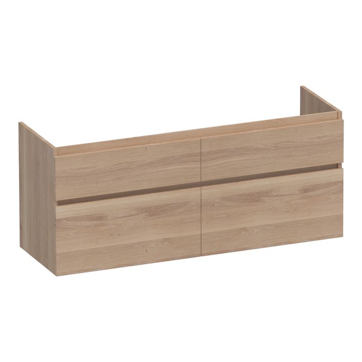 Brauer Delight onderkast - greeploos - 4 lades - 2 uitsparingen - 139x45,5cm - Massief eiken naturel