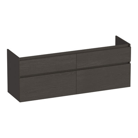 Brauer Delight onderkast - greeploos - 4 lades - 2 uitsparingen - 139x45,5cm - Timber Anthracite