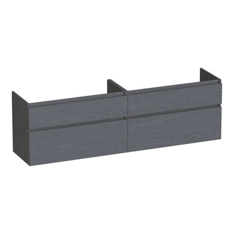 Brauer Delight onderkast - greeploos - 4 lades - 2 uitsparingen - 159x45,5cm - Timber Grey