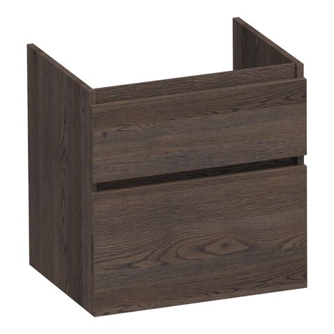 Brauer Delight onderkast - greeploos - 2-lades - 1 uitsparing - 59x45,5cm - Massief eiken zwart