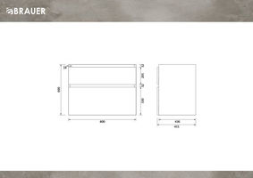 Brauer Delight onderkast - greeploos - 2 lades - 1 uitsparing - 80x45,5cm - Massief eiken zwart