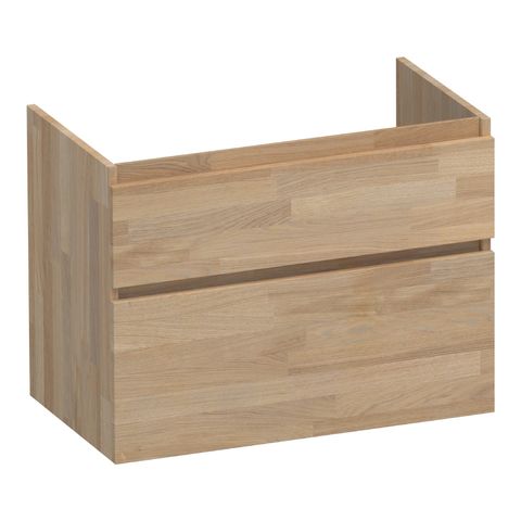 Brauer Delight onderkast - greeploos - 2 lades - 1 uitsparing - 80x45,5cm - Massief eiken mat grijs