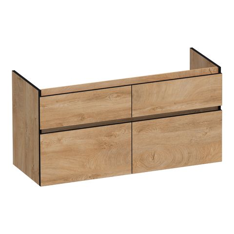Brauer Delight Edge onderkast - greeploos - 4-lades - 2 uitsparingen - 119x45,5cm - Forest Tan