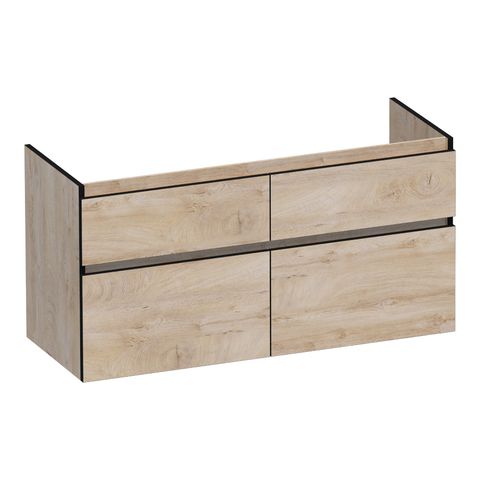 Brauer Delight Edge onderkast - greeploos - 4 lades - 2 uitsparingen - 119x45,5cm - Forest Wheat