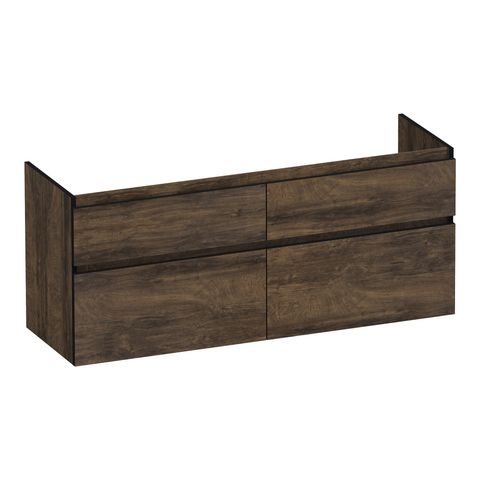 Brauer Delight Edge onderkast - greeploos - 4 lades - 2 uitsparingen - 139x45,5cm - Grove
