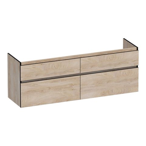 Brauer Delight Edge onderkast - greeploos - 4 lades - 2 uitsparingen - 159x45,5cm - Forest Wheat