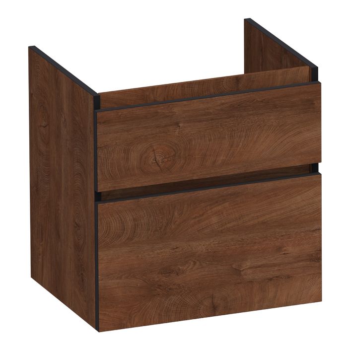 Brauer Delight Edge onderkast - greeploos - 2 lades - 1 uitsparing - 59x45,5cm - Forest Cacao