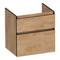 Brauer Delight Edge onderkast - greeploos - 2 lades - 1 uitsparing - 59x45,5cm - Forest Tan