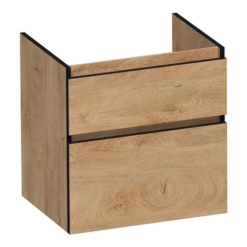Brauer Delight Edge onderkast - greeploos - 2 lades - 1 uitsparing - 59x45,5cm - Forest Tan
