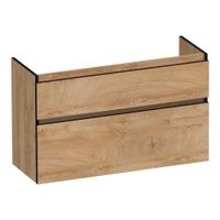 Brauer Delight Edge onderkast ondiep - greeploos - 2-lades - 1 uitsparing - 99x39cm - Forest Tan