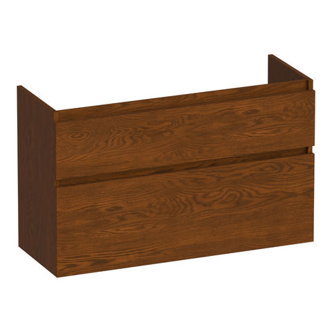 Brauer Delight onderkast ondiep - greeploos - 2 lades - 1 uitsparing - 99x39cm - Massief eiken bruin