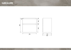 Brauer Delight onderkast ondiep - greeploos - 2 lades - 1 uitsparing - 59x39cm - Mat zwart
