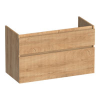 Brauer Delight Wavy onderkast - greeploos - 2 lades - 1 uitsparing - 99x45,5cm - Forest Tan
