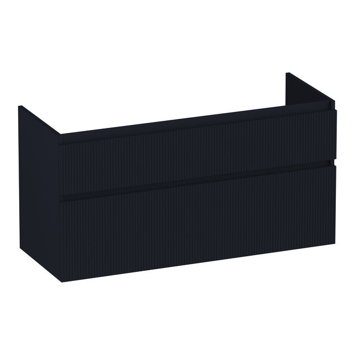 Brauer Delight Wavy onderkast - greeploos - 2 lades - 1 uitsparing - 119x45,5cm - Mat zwart