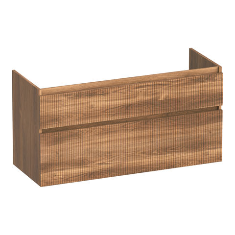 Brauer Delight Wavy onderkast - greeploos - 2-lades - 2 uitsparingen - 119x45,5cm - Honey