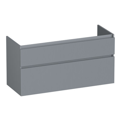 Brauer Delight Wavy onderkast - greeploos - 2-lades - 2 uitsparingen - 119x45,5cm - Mat grijs